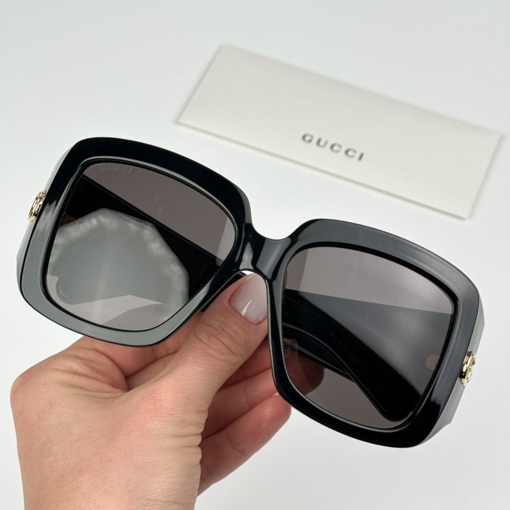 Gucci GG1402S 001 BRAND NEW Sunglasses Black Grey Women Square GG 1402S